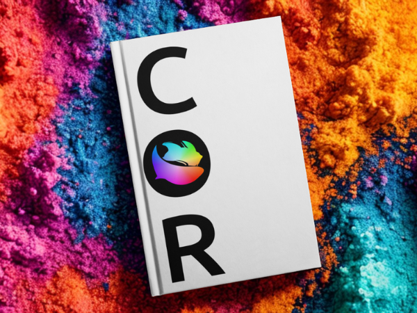 Ilustração de um designer confuso olhando para amostras de cores